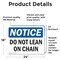 Signmission Do Not Lean On Chain, 24 in W x Rectangle, Vinyl Decal OS-2PACK-NS-D-1824-L-11288 - alternate 3